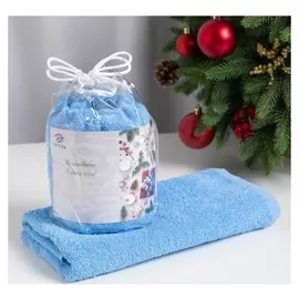 Полотенце подарочное этель "Волшебного года" цв.голубой, 50х90см, 100% хл, 340 г/м2