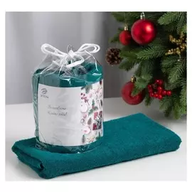 Полотенце подарочное этель "Волшебного года" цв.изумрудный, 50х90см, 100% хл, 340 г/м2