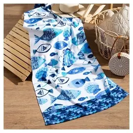 Полотенце "Рыбы" 70*140 см, велюр/махра 350гр/м2, 100% хлопок