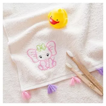 Полотенце с кисточками крошка Я «Милашка» 50*90 см, цв.молочный, 100% хлопок, 320 гр/м2