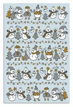 Полотенце снеговики и елки 39х60 см, серо-голубой, хлопок 100%, 200г/м2