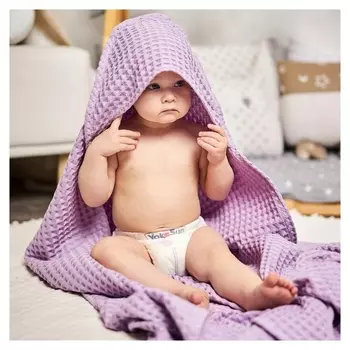 Полотенце уголок вафельное крошка Я "Boho" 120х120 см, цвет сиреневый, 100%хлопок, 290 г/м2