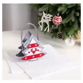 Полотенце в корзинке экономь и Я "Елочка" 30*60 см, цв. белый, 100%хл, 320 г/м2