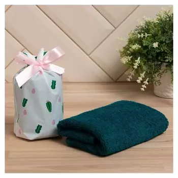 Полотенце в мешочке экономь и Я "Кактусы" Вид 4, 30*60 см, 100% хлопок, 320 гр/м2