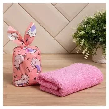 Полотенце в мешочке экономь и Я "Котейки" 30*60 см, 100% хлопок, 320 гр/м2