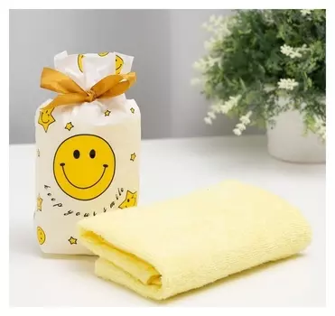 Полотенце в мешочке экономь и Я "Смайлик" 30*60 см, 100% хлопок, 320 гр/м2