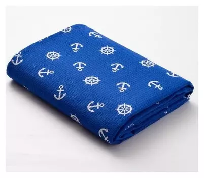 Полотенце вафельное банное экономь и Я «Якоря» 80х150 см, цв.синий, 150 гр/м2, 100% хл