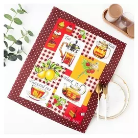 Полотенце вафельное чаепитие 45*60 см, коричневый, 160 гр/м2, хлопок, рис 1