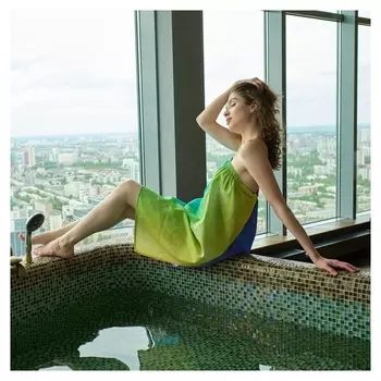 Полотенце вафельное для бани экономь и Я "Радуга" (Парео) 80х144 см, 100% хл, 200 г/м2