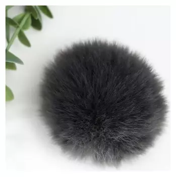 Помпон искусственный мех "Серый" D=7 см