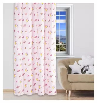 Портьера крошка Я «Млечный путь» без держателя цвет розовый, 170×260 см, блэкаут, 100% п/э