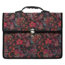 Портфель деловой, ткань, 350 х 260 х 100 мм, «Канцбург», сестрорецк, «розовые огурцы»