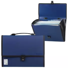 Портфель пластиковый Brauberg "Дипломат", А4 (330х240х25 мм), 13 отделений, с окантовкой, фактура бисер, синий