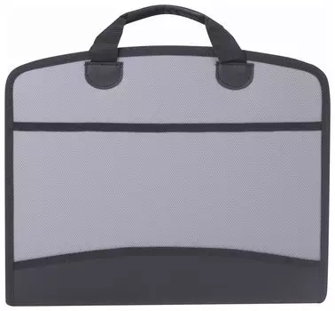 Портфель-сумка пластиковый Brauberg А4+ (375х305х60 мм), 4 отделения, 2 кармана, серый