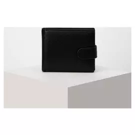 Портмоне мужское, 2 отдела на клапане, цвет чёрный