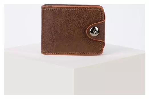 Портмоне мужское, 2 отдела на клапане, для купюр, для карт, цвет коричневый