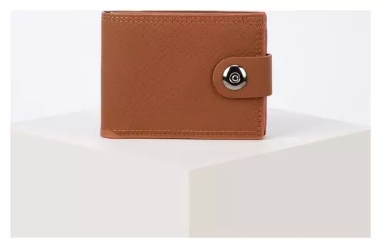 Портмоне мужское, 2 отдела на клапане, для купюр, для карт, цвет светло-коричневый