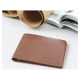 Портмоне мужское из искусственной гладкой кожи, 2 отдела, для кредиток Цвет светло-коричневый