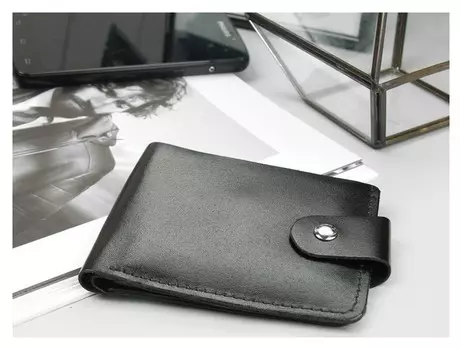 Портмоне мужское, отдел, для карт, для монет, цвет чёрный