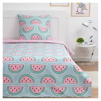 Постельное белье 1.5 сп "Lovelife" арбузики, 143х215 см,150х214 см,70х70 см-1 шт. сатин