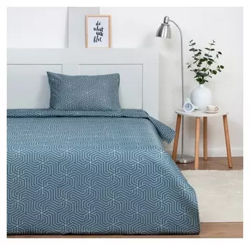 Постельное бельё 1,5сп экономь и Я «Синяя геометрия» 143х215см, 145х214см, 50х70см-1 шт 60г/м2 микрофибра