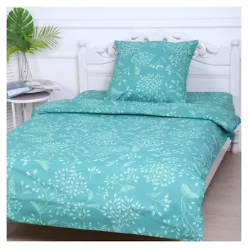 Постельное бельё 1,5сп барбарис бирюзовый, 150х210см, 150х210см, 70х70 см, бязь, 120 г/м, 100% хлопок