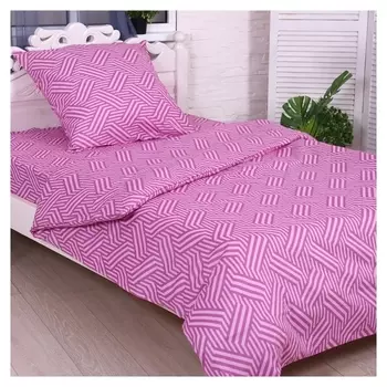 Постельное бельё 1,5сп бесконечность, цвет ягодный, 150х210см, 150х210см, 70х70 см, бязь, 120 г/м, хлопок 100%