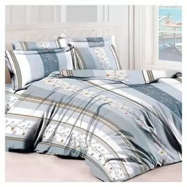 Постельное бельё 1,5сп ботаника 145х214см, 145х214см, 70х70 2шт, синий, бязь 120г/м 100% хлопок