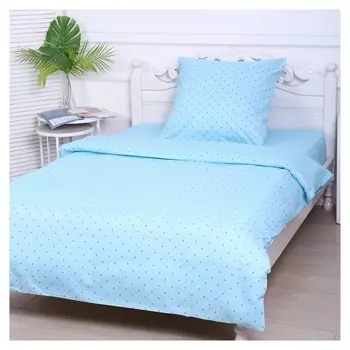 Постельное бельё 1,5сп голливуд, цвет голубой, 150х210см, 150х210см, 70х70 см, бязь, 120 г/м, хлопок 100%