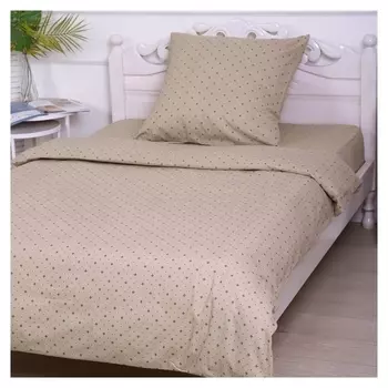 Постельное бельё 1,5сп голливуд, тёмно-бежевый, 150х210см, 150х210см, 70х70 см, бязь, 120 г/м, хлопок 100%