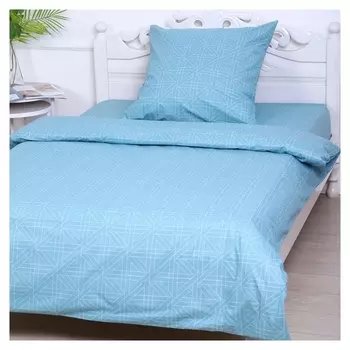 Постельное бельё 1,5сп квант, цвет голубой, 150х210см, 150х210см, 70х70 см, бязь, 120 г/м, хлопок 100%