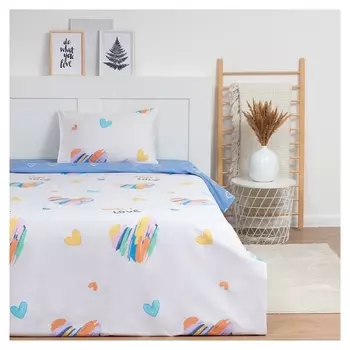Постельное бельё 1.5сп Lovelife "Сердечки" 143х215 см,150х225 см,50х70 см-1 шт,125г/м2 сатин