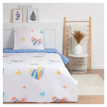 Постельное бельё 1.5сп Lovelife "Сердечки" 143х215 см,150х225 см,70х70 см-1 шт,125г/м2 сатин