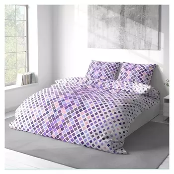 Постельное бельё 1.5сп русский дом "Калейдоскоп фиолетовый" 145х215, 150х215, 70х70см 2 шт, бязь, 120г/м²