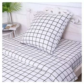 Постельное бельё 1,5сп таттерсол, цвет бело-серый 150х210см, 150х210см, 70х70 см, бязь, 120 г/м, хлопок 100%