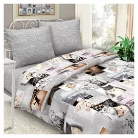 Постельное бельё 1,5сп традиция Лав стори 146х217, 150х217, 70х70 см 2шт, бязь 125г/м² 100% хлопок