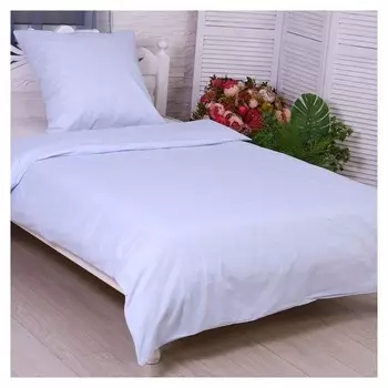 Постельное бельё 1.5сп зигзаг голубой (Пододеяльник 145х215см, наволочка 70х70см) бязь, 120г/м², 100% хлопок