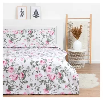 Постельное бельё 2 сп Lovelife «Пионы»: пододеяльник 180х217см+наволочка 50х70см-2шт, поплин, 125 г/м²