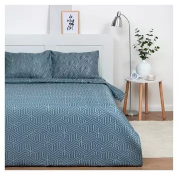 Постельное бельё 2сп экономь и Я «Синяя геометрия» 173х215см, 175х214см, 50х70см-2 шт, 60г/м2 микрофибра