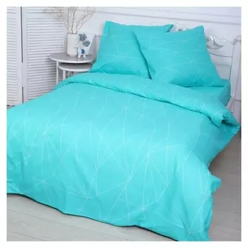 Постельное бельё 2сп линеар, цвет мятный, 175х210см, 175х210см, 70х70см 2шт, бязь, 120г/м, хлопок 100%