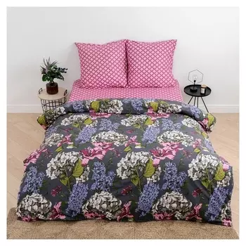 Постельное бельё 2сп традиция гортензия 177х217 см, 180х217 см, 70х70 см 2шт, 125 гр/м 100% хлопок