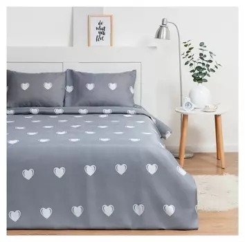 Постельное бельё экономь и Я 1, 5 сп «Сердечки» 143х215см, 145х214 см, 50х70см-1шт, 60 г/м2, микрофибра