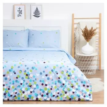 Постельное бельё евро Lovelife "Happy Day" пододеяльник 200х217 см+наволочка 50х70 см-2шт, поплин, 125 г/м