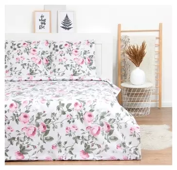 Постельное бельё евро Lovelife «Пионы»: пододеяльник 200х217см+наволочка 70х70см-2шт, поплин, 125 г/м²