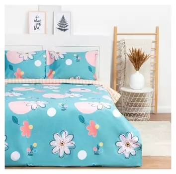 Постельное бельё Lovelife 1,5сп «Цветы» 143х215см,150х225см,50х70см-2шт,100%хлопок,сатин,125г/м²