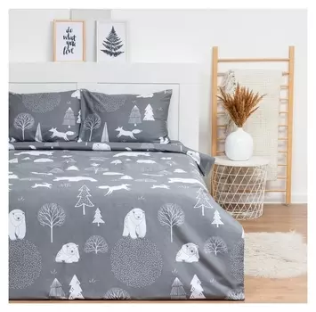 Постельное бельё Lovelife 2сп «Зимний лес» 175х215 см, 200х225 см, 50х70 см-2шт, 100%хлопок, сатин
