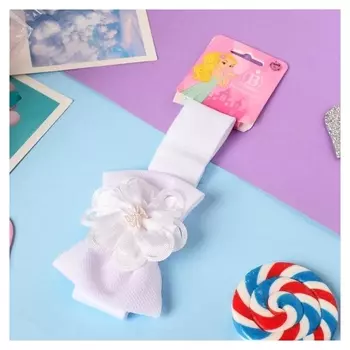 Повязка для волос "Модница" бантик в цветочке, 10,5х6,5 см, белый