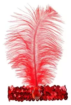 Повязка на голову, с пером, цвет красный