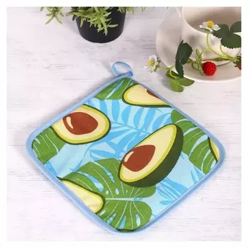 Прихватка 18х18 см, авокадо, рогожка, 100% хлопок