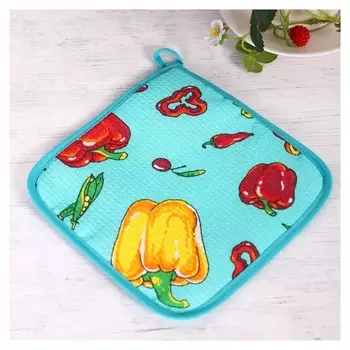 Прихватка 18х18 см, перчики, вафельное, 100% хлопок